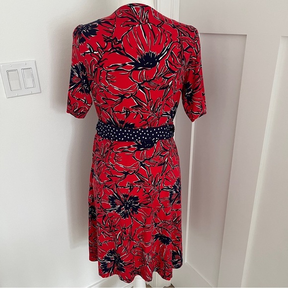 LILLY PULITZER Adalie Red Floral Print Wrap Dress Size Medium *L16 - Picture 3 of 4